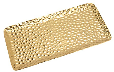 Vassoio da portata in acciaio inox, piatto decorativo nordico, rettangolare, dorato, per lucidatura a specchio, frutta, dolci, snack, cibo, biscotti