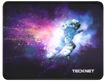 TECKNET Mauspad, 28 x 21 cm Gaming Mousepad mit Wasserdicht und Rutschfester Gummi für PC-Büro, Arbeit, Gaming, Studium, Laptop, Computer, Zuhause-Astronaut