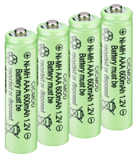CICMOD - Batterie AAA NiMH Ricaricabili, 1,2V 600 mAh Pile ricaricabili, per Domestiche luci solari da Giardino all'aperto, Confezione da 4