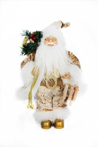 Garden Store Direct Traditional Father Christmas Standing Figures Santa Claus Red/Tartan/Gold/White and Silver - Different Sizes! (30cm Gold)