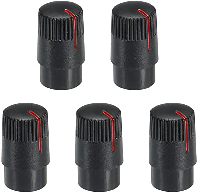 QUARKZMAN Potentiometer Drehknopf ABS Gitarre Knopf für 6mm D Typ Welle E-Gitarren Verstärker Stereoanlagen Bass Lautstärke Ton 180° Drehknopf Schwarz Rot 5Stk