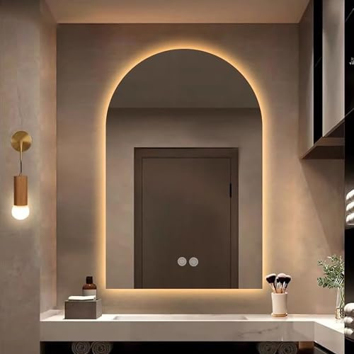Bogen Badspiegel Mit Beleuchtung, Smart Beschlagfrei LED Badezimmerspiegel Mit Touchschalter, Wandspiegel, Deko Spiegel Zum Aufhängen Für Bad Wohnzimmer Flur Schlafzimmer Schminktisch ( Size : 40x80cm