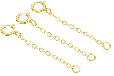 PATIKIL 1 Inch S925 Silver Necklace Extender, 3 Pack Gold Plated Chain Extenders Extension for Necklaces Bracelet Jewelry Making, Golden