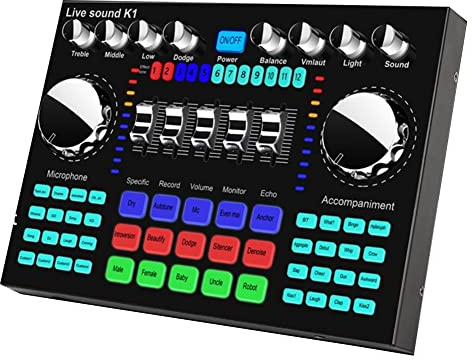 CENMEN K1 Live Sound Carte Son Bluetooth Portable Profession Volume Audio Réglable pour Enregistrement de Musique