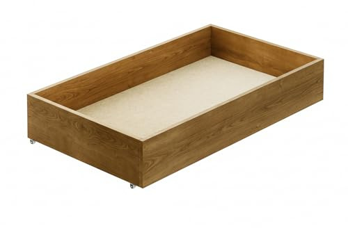 Nodax Under Bed Storage Drawers – Organizer Box for Bed Frames, Bedroom Furniture for Clothes & Blankets, Solid Wooden Underbed Storage Drawers with Straight Sides, Strong & Durable | 98cm (Oak)