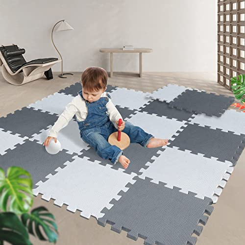 Alfombra de espuma para rompecabezas Bebe, alfombra de piso, alfombra de espuma de Bebe, para rompecabezas multicolor, niños Baby Mat para rastrear, activita 30 x 30 x 1 cm (36 losas, blanco y gris