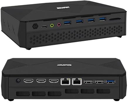 ROUAFWIT Gaming Mini PC Desktop Win 11 Pro, Core i9 11900H 8C/16T With RTX 3060 12GB Graphics, DDR5 16GB RAM 256GB M.2 NVME SSD Small Computer, Wifi6 BT5.2, 4 Display, 2 Fan