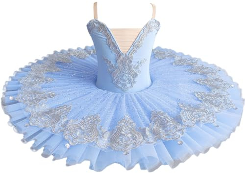 GeRRiT 2024 Blau Lila Professionelles Ballett Tanz Tutu Klassisches Ballett Tutu Kleid Schwan Spitze Tanzbekleidung für Mädchen Frauen Performance Rock,Blau,170