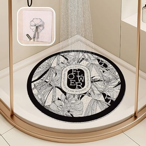 Pevfeciy Rund Duscheinlage PVC Duschmatte rutschfest 50x50 cm Weich Antirutschmatte dusche mit Haken Badezimmermatte schnell trocknen Hohe Wasserdurchlässigkeit
