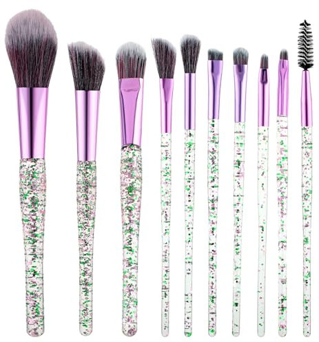 Molain Glitzer Kristall Make-Up Pinsel Set: 10-Teilig mit Bling Foundation-, Makelloser Puder-, Highlight- und Concealer-Pinseln für Eyeliner, Rouge & Schminkpinsel (Farbe 2)