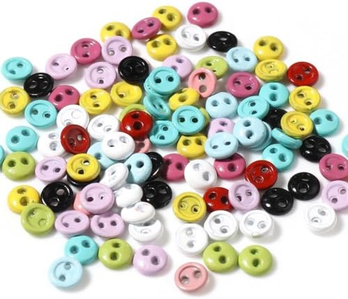 50 Stück Mehrfarbig Mini-Knöpfe, 3 mm für Scrapbooking, Dekoration, Nähzubehör, Puppenkleidung, runde Löcher, Kartenherstellung, Scrapbooking, Knöpfe Nähzubehör
