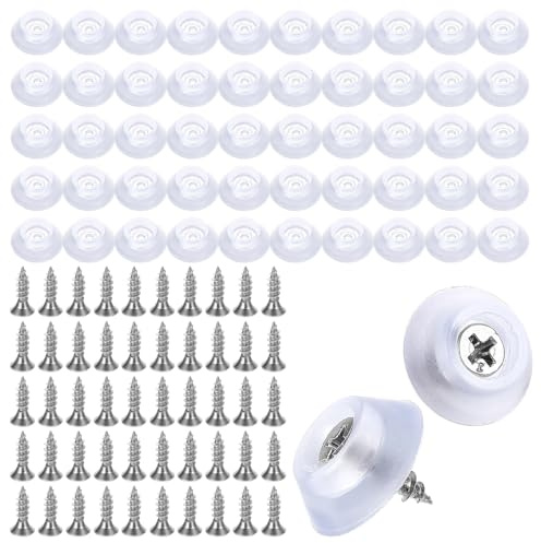 GEEHUA 50Pcs Rubber Feet for Cutting Board, Round Non-Slip Cutting Board Feet Bumpers Pads with Stainless Steel Screws Small Anti-Slip Legs Pad for Chopping Furniture Electronics Kitchen Appliances