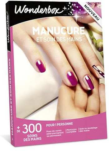 WONDERBOX - Manucure Et Soin Des Mains - Coffret Cadeau - Idée Cadeau Relaxation | 1 séance de manucure - Plus de 300 expériences - Pose de vernis semi-permanent ou permanent, soin ou modelage des mains