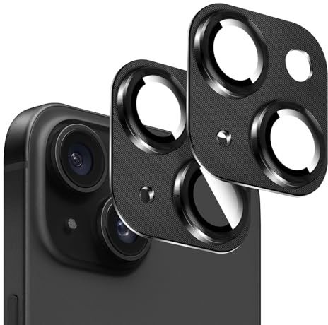 Kucheed 2PCS Camera Lens Protector for iPhone 13/iPhone 13 Mini, One-Piece Metal Aluminum with 3D Texture Designed Decoration, Anti-Scratch Full Protection Back Camera Cover