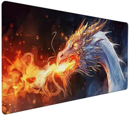Mauspad XXL, Gaming Mauspad 700x300x3 mm, Großes Mauspad mit Genähten Kanten, Rutschfeste Desk Mat, Verlängertes großes Mauspad Schreibtischauflage für Büro und Zuhause Fantasie Drachen S - 9