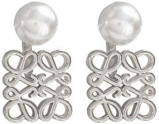 FDEETY Ohrringe Damen 18K Gold Geometrische Perlenohrstecker mit Ausschnitt lange Ohrringe Hängend Hypoallergen Geeignet für Alltags und Partykleidung(Silber)
