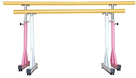 CWCQGH Tragbare Ballettstange für den Außenbereich, weiße, rosafarbene Metallhalterung, Tanz-Stretchstange für Tanzklassenzimmer, Wohnzimmer, Fitnessstudio, 1 m/1,5 m,White 100CM