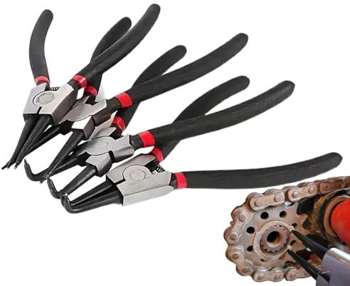 Acunny set med fjäderringstång, säkringsringstång | inre låsringstång | Robust, fjäderbelastad tång, multifunktionella tångspetsar med böjda käkar för att hålla fast