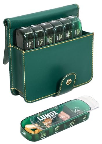 Pilulier Semainier Français | 4 prises par jour : matin, midi, soir, nuit | 28 Compartiments | Sans BPA | Housse similicuir | Qualité Supérieure