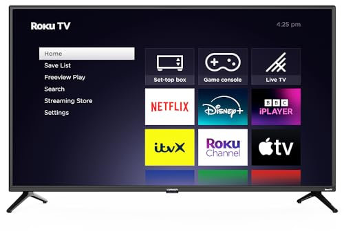 VELTECH 40 Inch Smart TV Roku OS - LED HD, Freeview, Netflix, Apple TV+, BBC iPlayer, Dolby Audio, HDMI, USB- Smart TVs for Lounge or Living Room