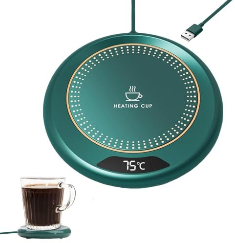 Coffee Mug Warmer Adjustable Coffee Cup Warmer with 3 Temperature to75℃ Settings Portable USB Powered Heated Coaster 8-Hour Auto Shut-Off Smart Touch Control USB Coffee Warmer for Desk Office Home Use