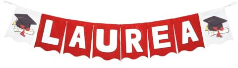 Festone LAUREA in tessuto e legno da appendere Allestimento Festa