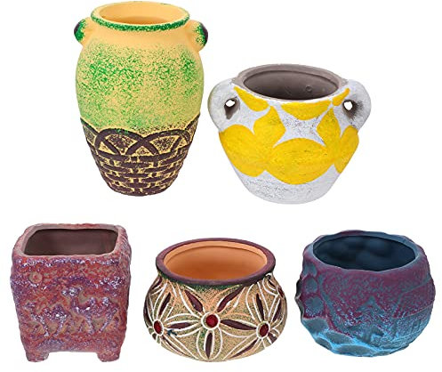 BESPORTBLE 5pièces Pot De Fleurs Céramique pour Plantes Design Créatif Potager Balcon Bureau Jardinage