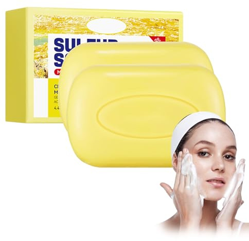 Natürliche Schwefelseife – 2 Stück – Tiefenreinigende Schwefel Seife Für Gesicht & Körper – Ideal Bei Fettiger Haut & Unreinheiten – Mit Natürlichem Schwefel Für Klare, Reine Haut Soap