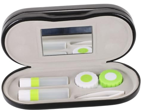VALICLUD Lens and Eyeglass Case Black Travel Optical Lens Kit Portable Double Use Storage for Glasses and Lenses Suitable for Home and Travel