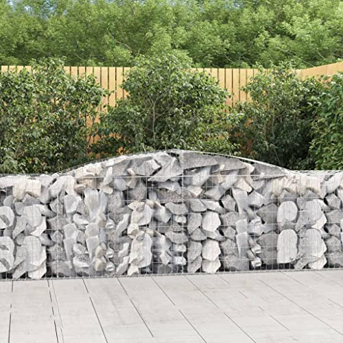Gabbioni da Giardino ad Arco, in Ferro Zincato, Design Strutturale Rinforzato, Gabbione Pietra Cestino, Recinzioni da Giardino, per Protezione e Decorazione Esterna, Colore Argento, 400x50x80/100 cm
