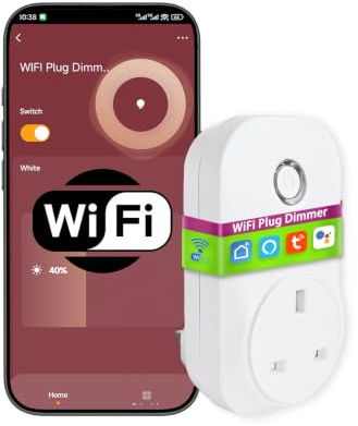 Bilisty WiFi Smart Plug Dimmer, UK 3 Pin Plug 230V, Triac Dimmable Socket, Works with Alexa Google Home, Tuya Smart Life App Remote Control, No Hub Required, Max 200W for Dimmable LED Halogen Lamps