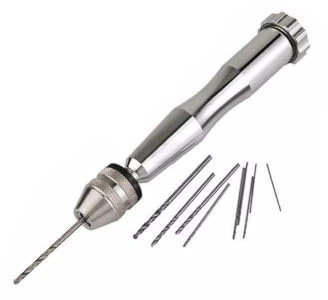 Handbohrer und 10 Mini-Bohrer-Bits Set zum Basteln auf Schmuck, Holz, Harz, Kunststoff, Elektronik und Modellbau