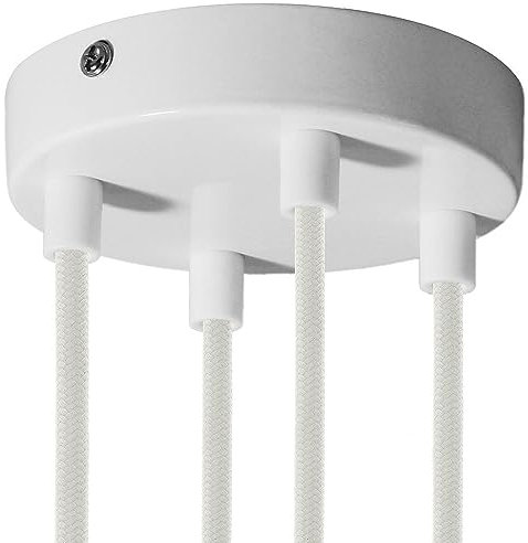 creative cables - Zylindrischer 4-Loch-Lampenbaldachin Kit aus Metall - Zylindrisch, Glänzend weiß
