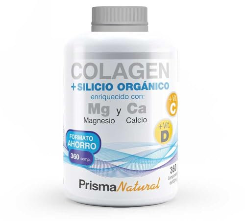 Prisma Natural - Colágeno Hidrolizado con Magnesio y Vitamina C y D, Con Silicio y Calcio. Para Articulaciones fuertes. Regenerador de Piel, Cabello y Uñas, 360 Cápsulas.