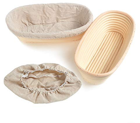 Pack 2pcs 11 inch Oval Bannetons Brotforms Bread Proving Basket Bread Mold Rattan Proofing Basket Baking Mold Tools For 750g Dough