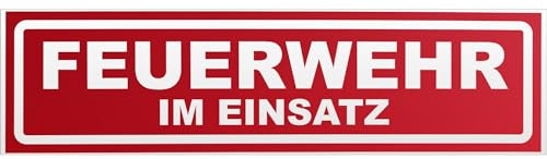 Kiwistar Magnetschild Feuerwehr im Einsatz invertiert - 30cm Rot - reflektierend - magnetisch für Auto PKW Kfz - wiederverwendbares Hinweisschild aus Magnetfolie - für Fahrzeug, Truck