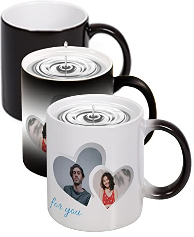 Naispanda Tasse Magique,Tasse Couleur Changeante Personnalisées Mug Magique à Personnaliser avec Votre Propre Photo ou Texte Tasse Prénom Cadeau Personnalisé pour Anniversaire 330ML,Tasse Magique