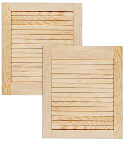 ben+camilla.com Lamellentür Holztür Natur 462 x 394 x 21 mm mit geschlossenen Lamellen für Regale, Schränke, Möbel | Kiefer Holz unbehandelt | Doppel-Paket 2-er Pack