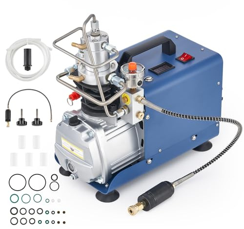 CREWORKS High-Pressure Air Compressor Pump, 220V 30Mpa Electric Air Pump Air Rifle PCP 4500PSI Paintball Fill Station for Fire Fighting and Diving