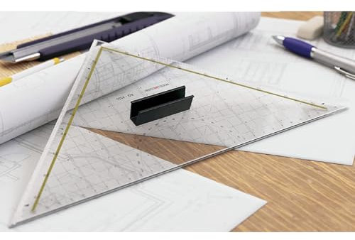 Klein Geo-Dreieck mit Stahlkante 325 mm, klares Acrylglas, TZ-Dreieck.