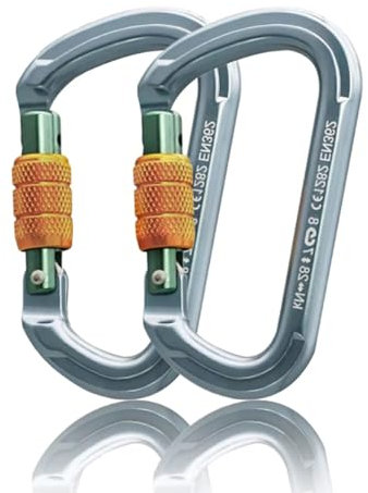 SOB Karabinerhaken zum Klettern, mit automatischer Verriegelung, Aluminium, robust, für Klettern, Abseilen, 28 kN, CE-Zertifizierung, 2 Stück