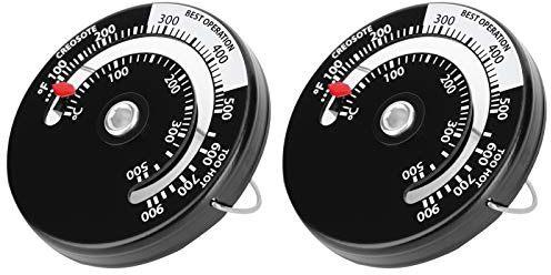 2pcs Holzofen Thermometer, Kaminofen Temperaturmesser Küche Temperaturanzeige für Herd Schornstein Rauchrohr Holzbrenner