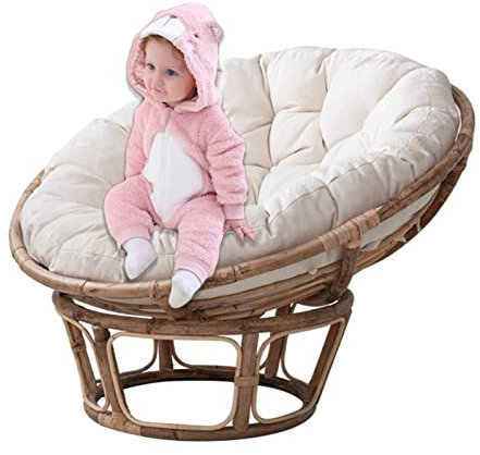 TDHLW Papasan-Stuhlkissen Papasan-Kissen Papasansessel Kissen papasansessel Papasan Sessel Wasserdichtes Schaukelstuhlkissen im Freien Extra Großes Bbequemes Sitzkissen,Weiß,130 * 130cm