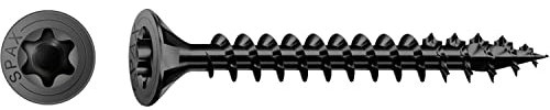 Spax Tornillo universal, cabeza avellanada, negro, T-Star plus, rosca completa (5 x 20 mm, 200 unidades)