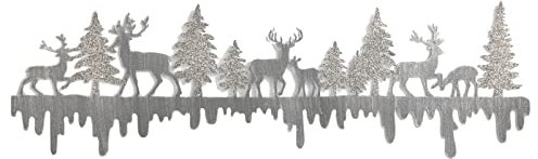 Logbuch-Verlag Weihnachten Silber Flache Landschaft Silhouette Deko zum Aufhängen 40 cm Metall Winterlandschaft