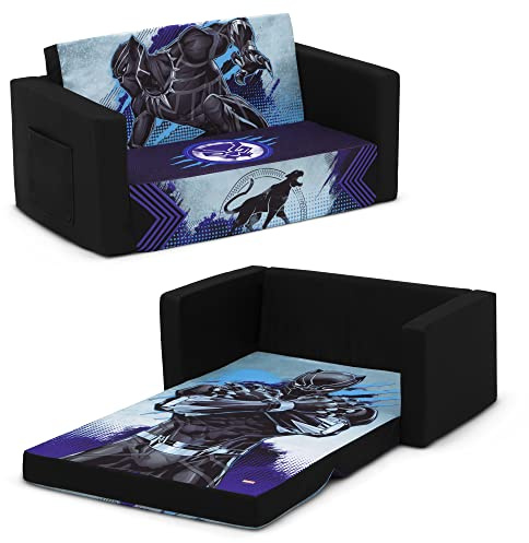 Delta Children Marvel Black Panther Cozee Flip-Out Sofa with Memory Foam - 2-in-1 Convertible Sofa to Lounger, Black