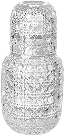 JISADER Vintage Bedside Water Carafe And Glass Set Kettle Glass Carafe Jug Teapots Bedside Carafe with Glass Cup for Kitchen By, Clear
