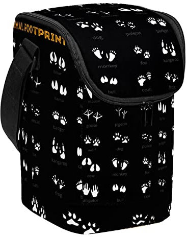 HOHODIY Animal Track - Lonchera de fondo negro para niños y niñas, lonchera reutilizable para niños y niñas, bolsas bento para la escuela y viajes