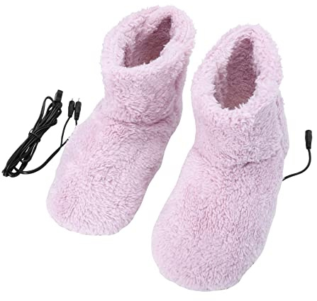 Beavorty Usb Beheizbare Warme Hausschuhe Aus Plüsch Elektrisch Wiederaufladbare Fußwärmer Schuhe Mit Sicherer Temperaturregelung Praktische Fußheizung Für Kalte Wintertage Rosa