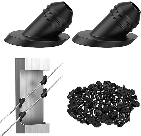 CKE 100 Pack 45 Degree Cable Railing Rubber Grommets for 1/8 5/32 3/16 Cables Metal Cable Railing Posts, 1/8 30 Degree Angle Beveled Cable Railing Kit Grommet Protector Protective Sleeves Grommet